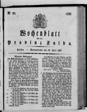Nr. 29, Ausgabe vom 22. Juli 1837