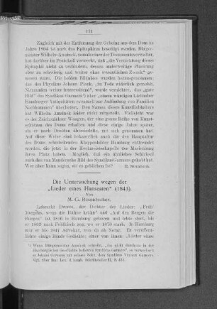 Die Untersuchung wegen der "Lieder eines Hanseaten" (1843).