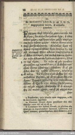 II. Ex herodoti Libro II, 35-48. it. 68-73. Aegyptiorum mores, & animalia quaedam