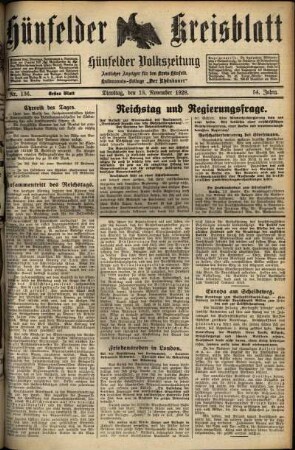 Erste Ausgabe vom Dienstag, den 13. November 1928.