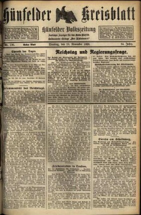 Erste Ausgabe vom Dienstag, den 13. November 1928.