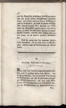 III. Übermässige Anstrengung der Seelenkräfte.