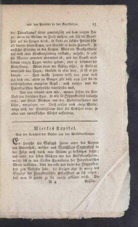 Viertes Kapitel. Von der Aechtheit der Bücher von den Volkskrankheiten