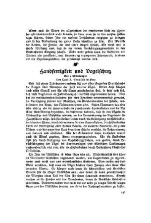 Handfertigkeit und Vogelschutz