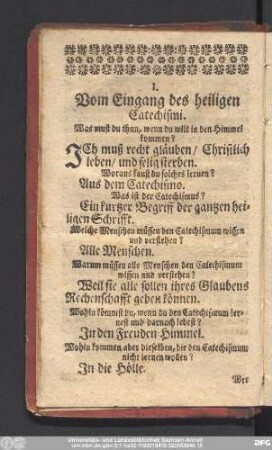 Vom Eingang des heiligen Catechismi.