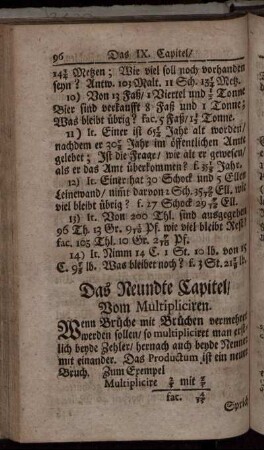Das Neunte Capitel. Vom Multipliciren.