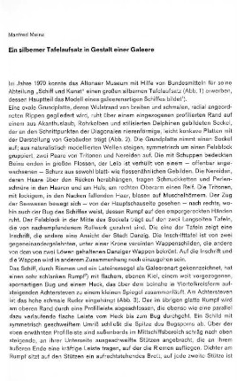 Ein silberner Tafelaufsatz in Gestalt einer Galeere