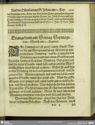 Evangelium am Sontag Septuagenisimae, Matth. am 20. Capitul