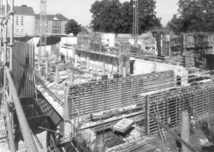 Baustelle Sächsische Landesbibliothek - Staats- und Universitätsbibliothek Dresden, Zentralbibliothek. Rohbau, Bereich Lesesaal : Dresden-Räcknitz, Zellescher Weg 18. Baustelle Sächsische Landesbibliothek - Staats- und Universitätsbibliothek Dresden, Zentralbibliothek. Rohbau, Bereich Lesesaal