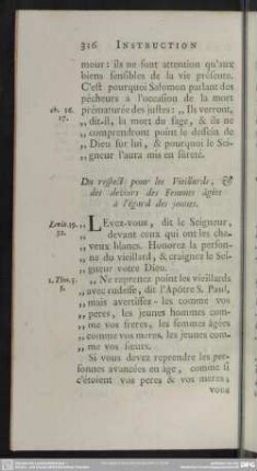 Du respect pour les Vieillards, & des devoirs des Femmes âgées à l´égard des jeunes
