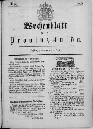 Nr. 30, Ausgabe vom 14. April 1866
