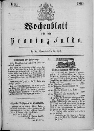 Nr. 30, Ausgabe vom 14. April 1866