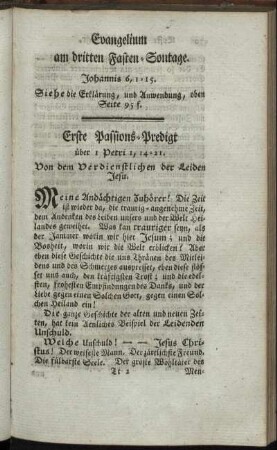 Evangeliuzm am [vierten] Fasten-Sontage.