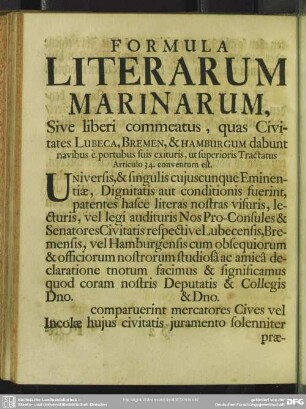 Formula Literarum Marinarum ...