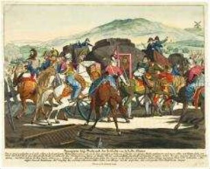Karikatur auf die Flucht Napoleons nach der Schlacht von Waterloo