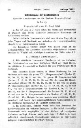 Anlage VIII. Unterbringung der Geisteskranken