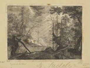 Waldlandschaft und Jäger, Blatt 1 der Folge " Sechs Berglandschaften in Tyrol"
