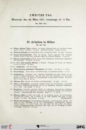 D) Arbeiten in Silber (Nr. 404-621)