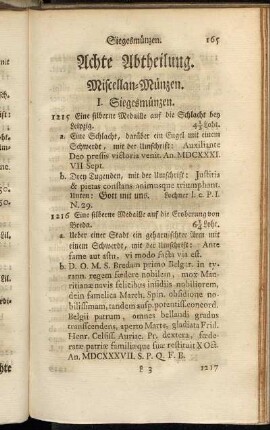 Achte Abtheilung. Miscellan-Münzen.