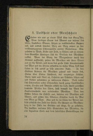 5. Volkheit oder Menschheit