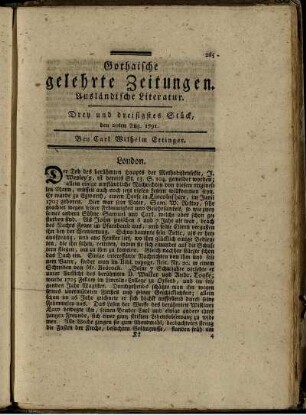 Drey und dreisigstes Stück, den 20ten Aug. 1791.
