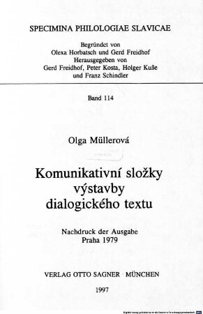 Komunikativní složky výstavby dialogického textu