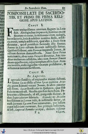 Pomponii Laeti de sacerdotiis...