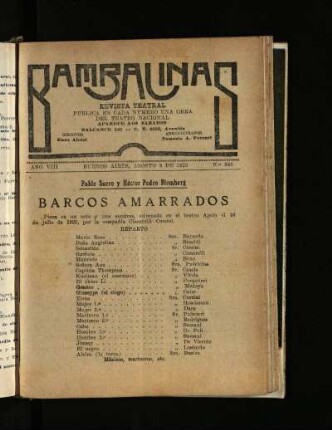 Barcos amarrados : pieza en un acto y tres cuadros