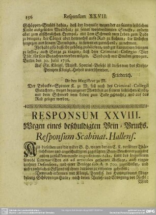 Responsum XXVIII. Wegen eines beschuldigten Bein-Bruchs