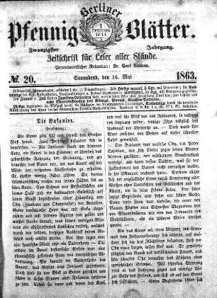 No. 20, Sonnabend, den 16. Mai 1863