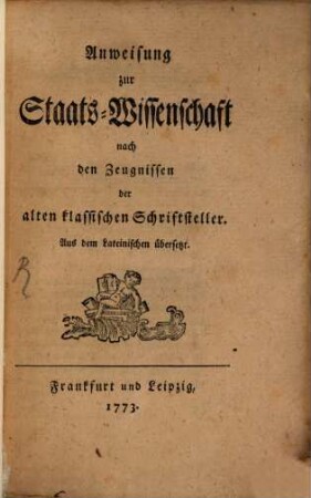 Anweisung zur Staats-Wissenschaft
