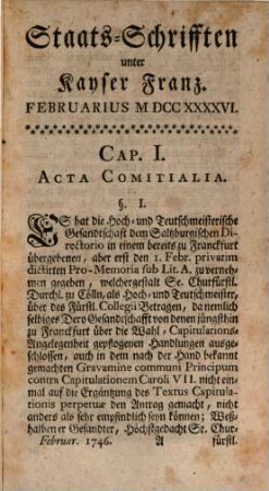 Vollständige Samlung von Actis Publicis und Staats-Schriften : zum Behuf Der neuesten Welt- und Teutschen Reichs-Geschichten, unter Kayser Franz, 2. Vom XIII. bis XXIV. Stück : Nebst einem Haupt-Register