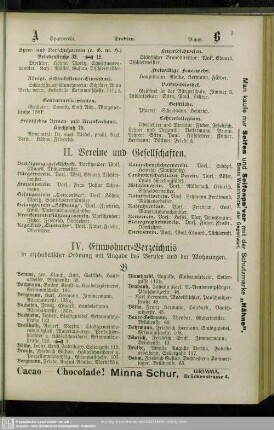 III. Einwohnerverzeichnis : III. Einwohner-Verzeichnis