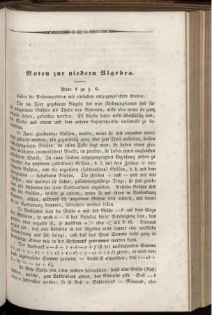 Noten zur niedern Algebra.