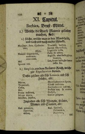 XI. Capitul. Bechica, Brust-Mittel.
