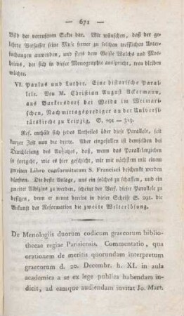 671-687 [Rezension] Scholz, Johannes Martin Augustin, De menologiis duorum codicum Graecorum bibliothecae regiae Parisiensis