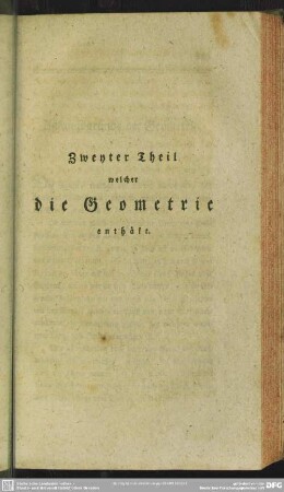 Zweyter Theil welcher die Geometrie enthält