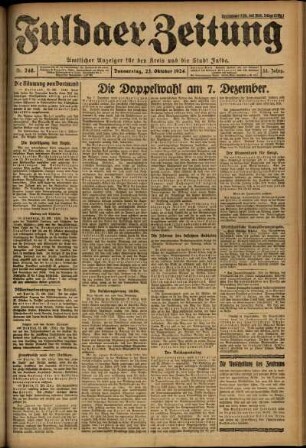 Erste Ausgabe vom Donnerstag, den 23. Oktober 1924.