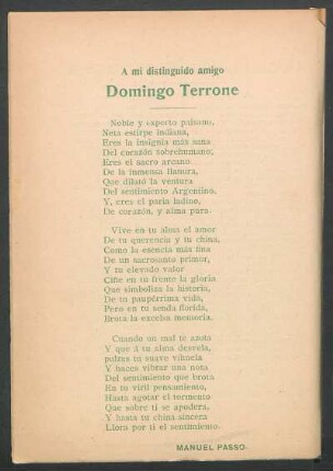 A mi distinguido amigo Domingo Terrone