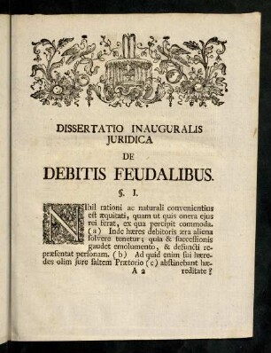 3-21, Dissertatio Inauguralis Juridica De Debitis Feudalibus.