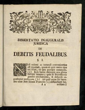 3-21, Dissertatio Inauguralis Juridica De Debitis Feudalibus.