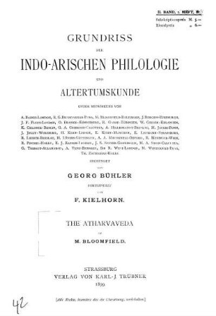 Bd. 2, H. 1,B: The Atharvaveda