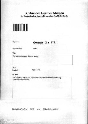 Die Buchhandlung der Gossner Mission