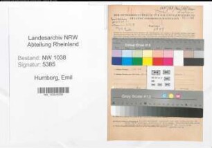 Entnazifizierung Emil Humborg , geb. 31.05.1905 (Angestellter)