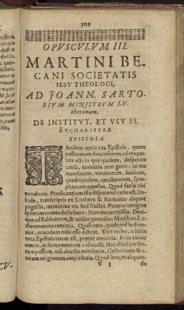 Opusculum III. Martini Becani Societatis Iesu Theologi [...]