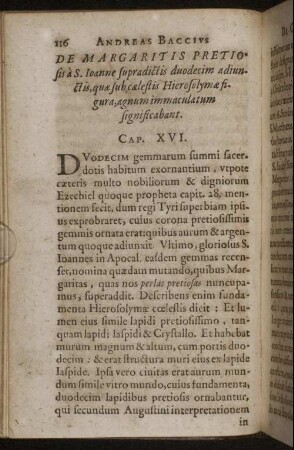 De Margaritis Pretiosis ... Cap XVI.