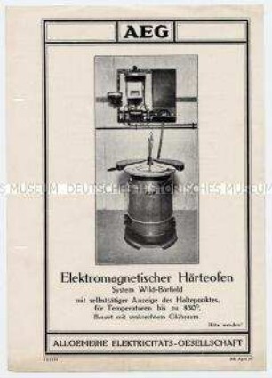 Elektromagnetischer Härteofen System Wild-Barfield mit selbsttätiger Anzeige des Haltepunktes, für Temperaturen bis zu 850 Grad