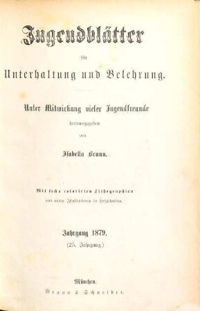 Jugendblätter, 1879 = Jg. 25
