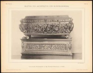 Venezianische Hochzeitstruhe im Kunstgewerbemuseum, Berlin: Ansicht (aus: Blätter für Architektur und Kunsthandwerk, 3. Jg., 1890, Tafel 56)