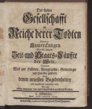 I. Assemblée. Januarius